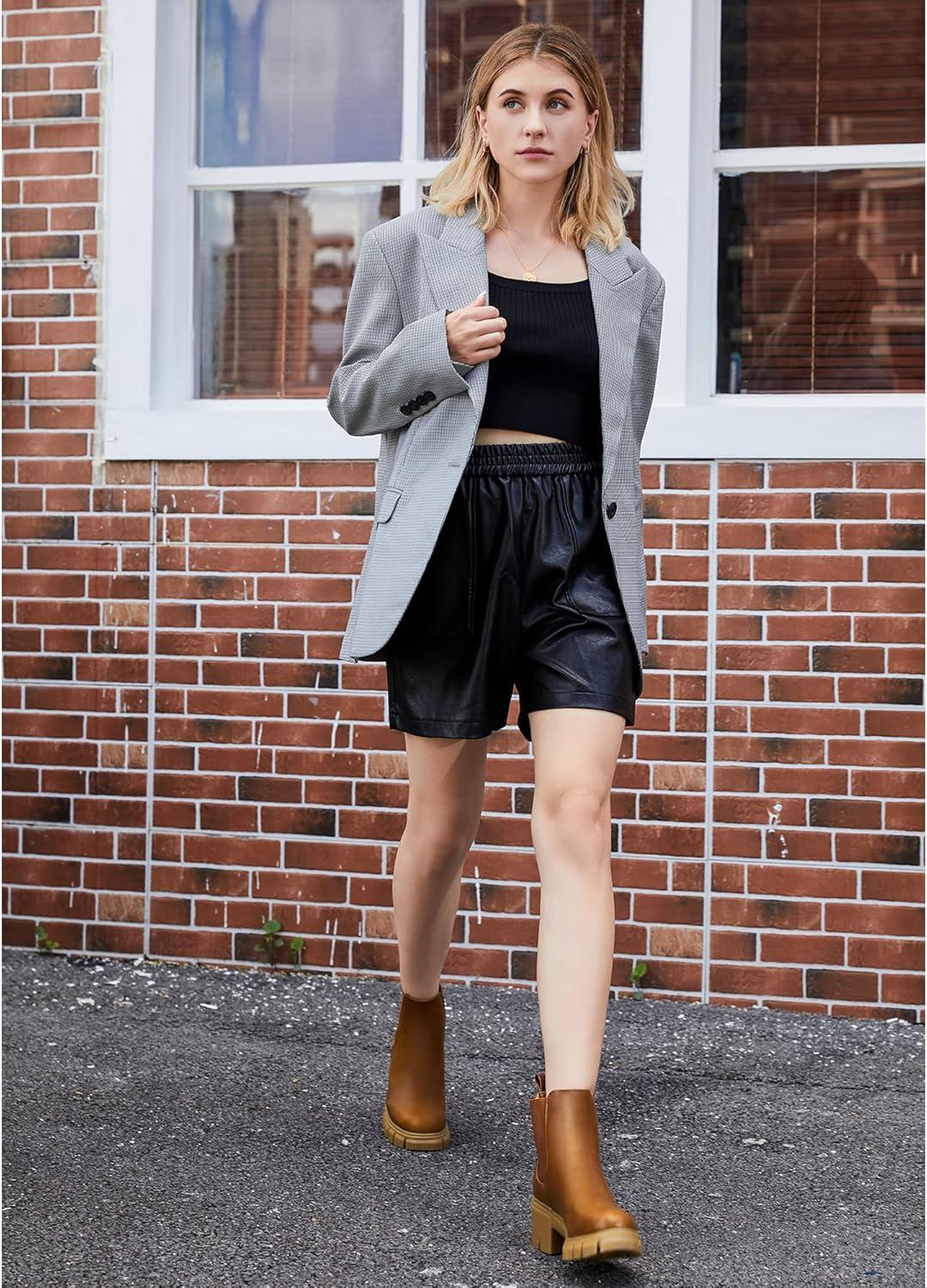 image:imageJABASIC Chelsea Boots pour femmes bottes plateau lastiques glisserMarron