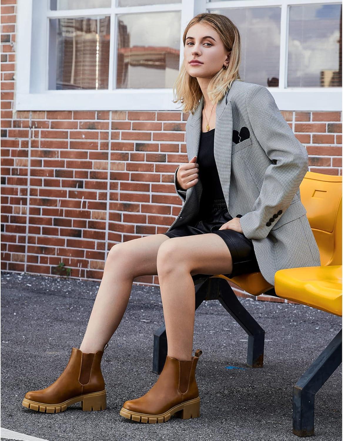 image:imageJABASIC Chelsea Boots pour femmes bottes plateau lastiques glisserNoir