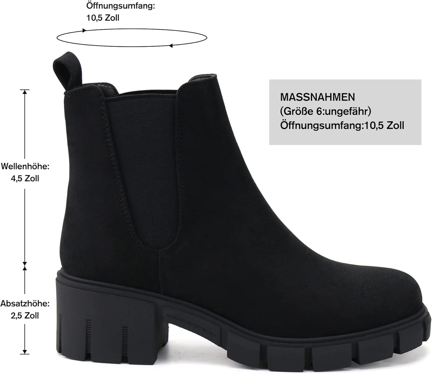 image:imageJABASIC Chelsea Boots pour femmes bottes plateau lastiques glisserNoir en Daim