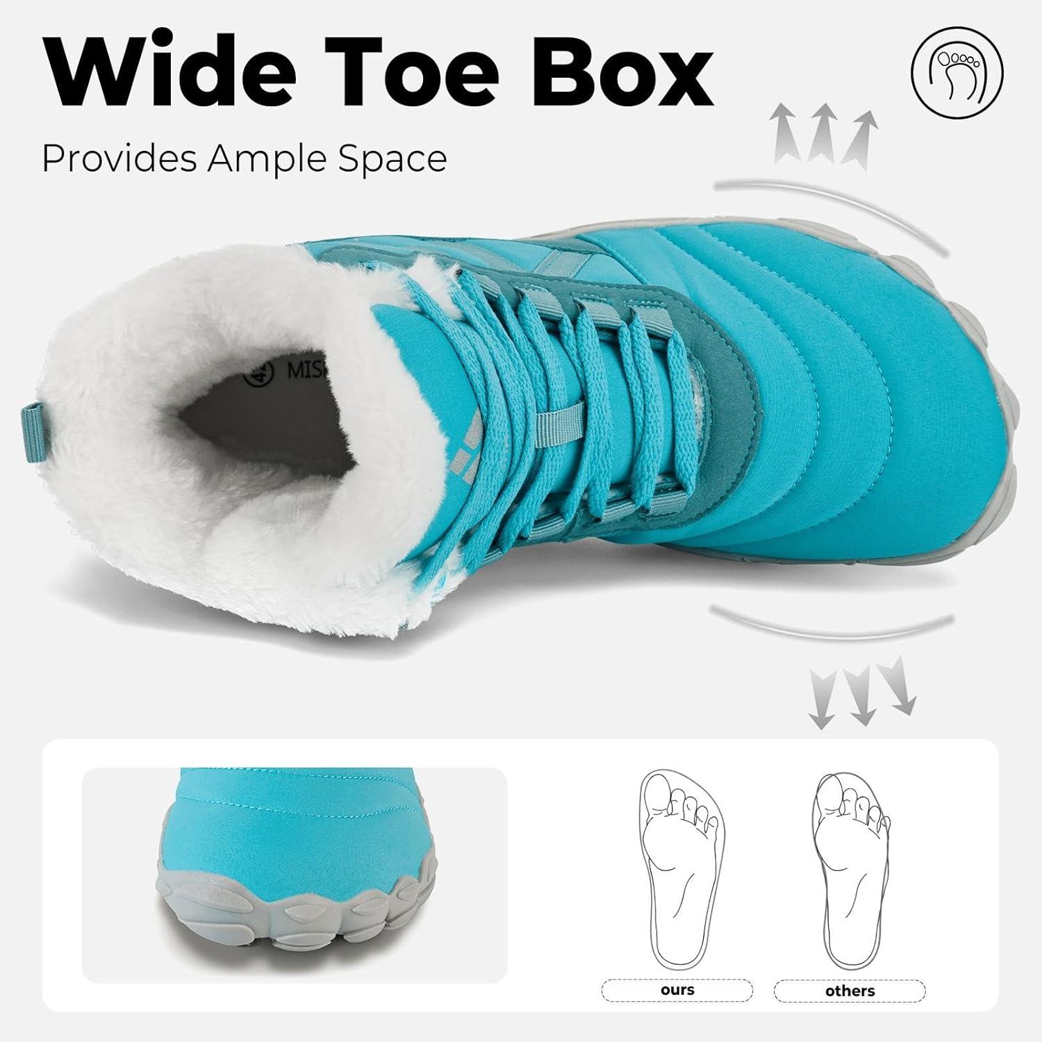 image:imageMishansha Bottes Hiver Chaudes Bottine Neige Chaussures Minimalist Gr3648Bleu Ciel