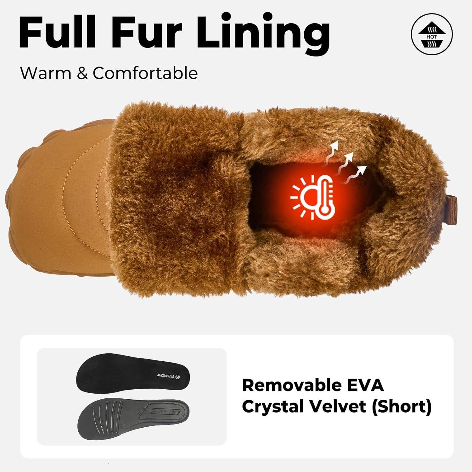 image:imageMishansha Bottes Hiver Chaudes Bottine Neige Chaussures Minimalist Gr3648Marron