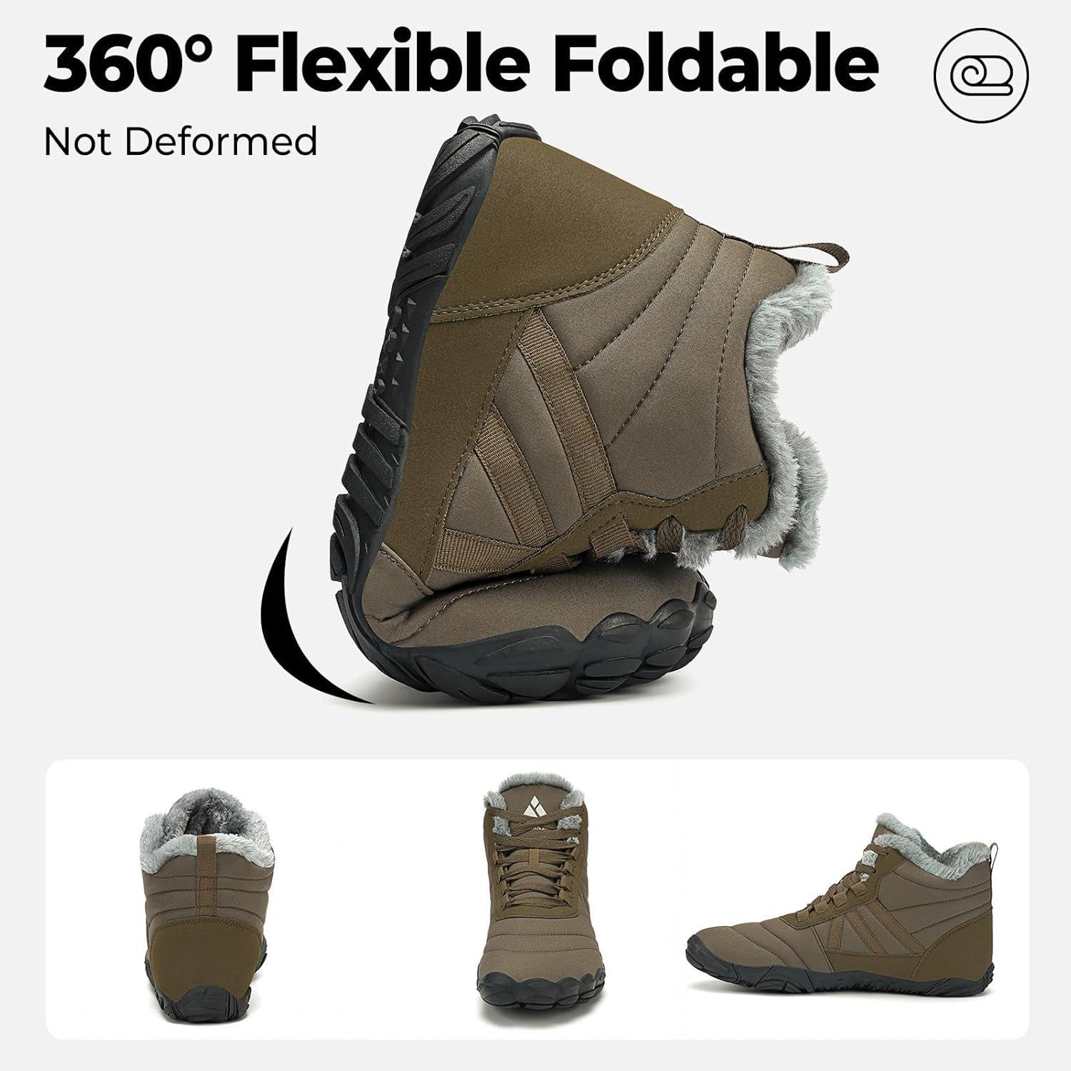 image:imageMishansha Bottes Hiver Chaudes Bottine Neige Chaussures Minimalist Gr3648Marron Fonc