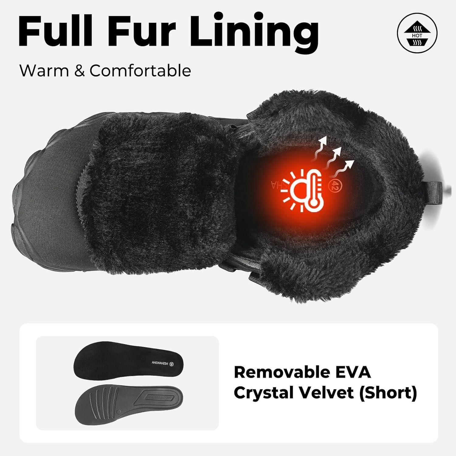 image:imageMishansha Bottes Hiver Chaudes Bottine Neige Chaussures Minimalist Gr3648Noir
