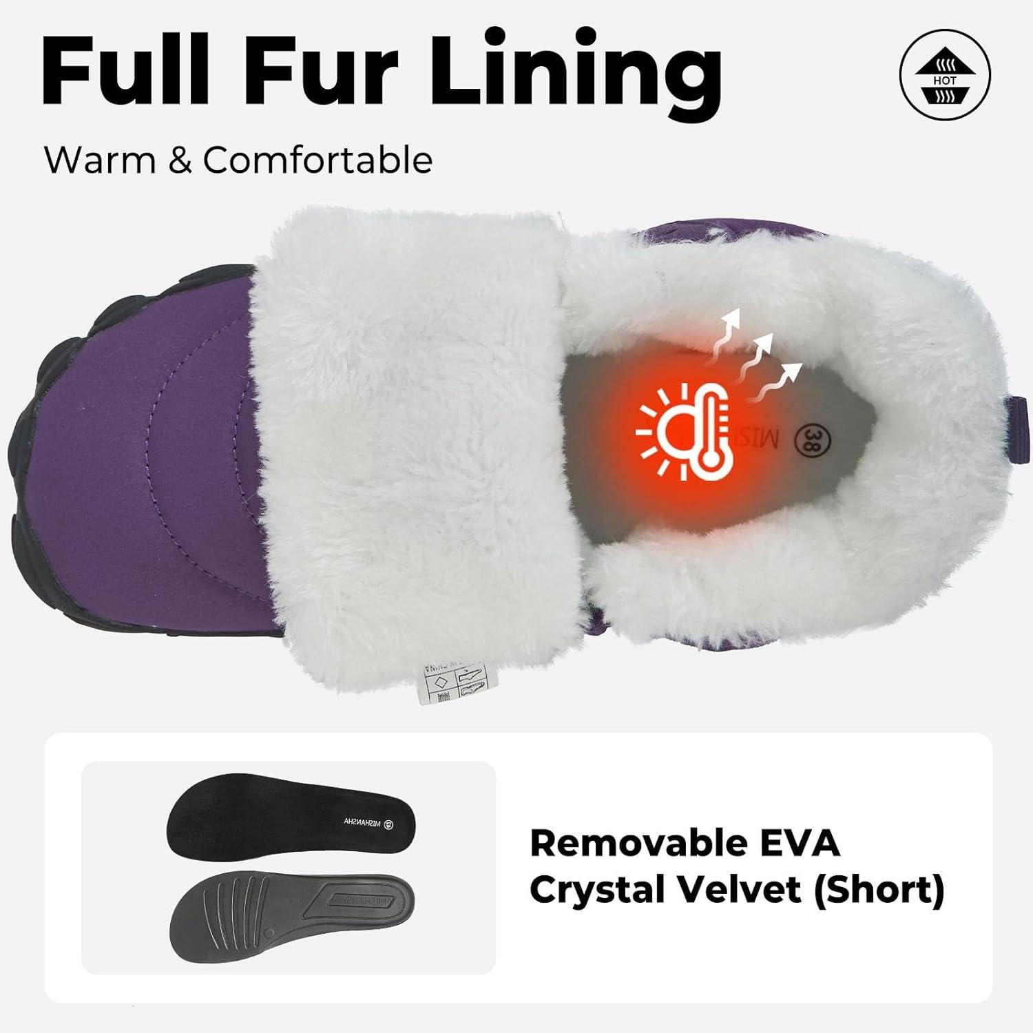 image:imageMishansha Bottes Hiver Chaudes Bottine Neige Chaussures Minimalist Gr3648Pourpre