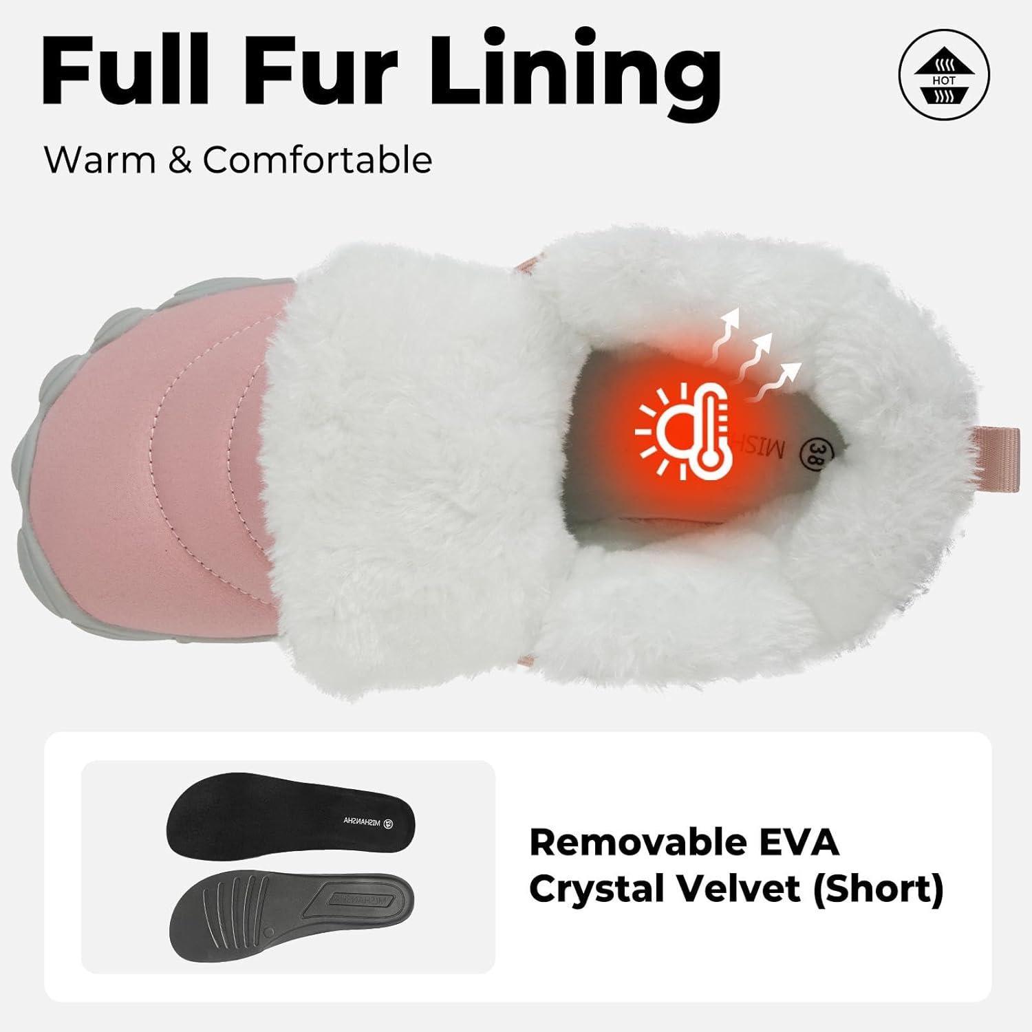 image:imageMishansha Bottes Hiver Chaudes Bottine Neige Chaussures Minimalist Gr3648Rose