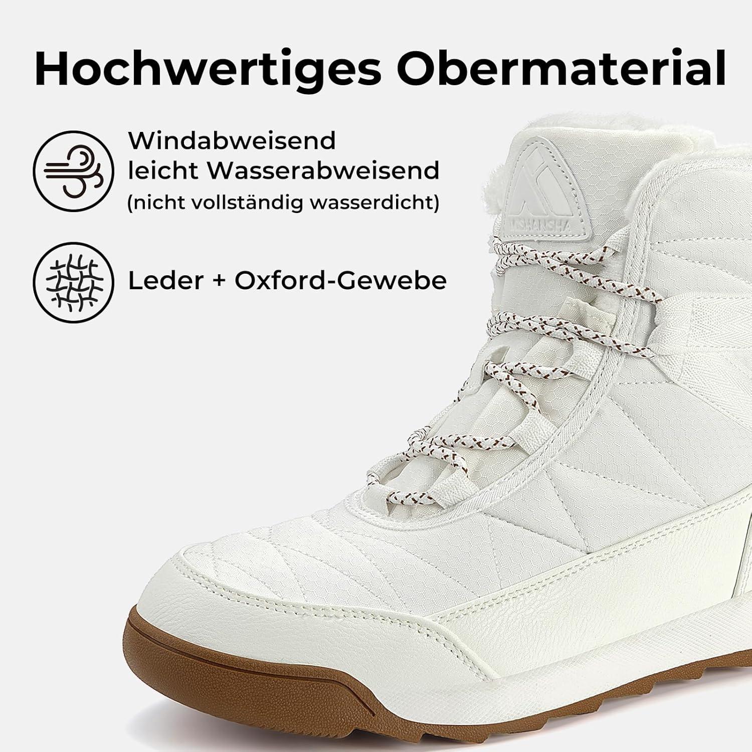 image:imageMishansha Femme Bottes Hiver Bottines Fourre Chaude Bottes de Neige Antidrapante Chaussure Neige BootsBlanc