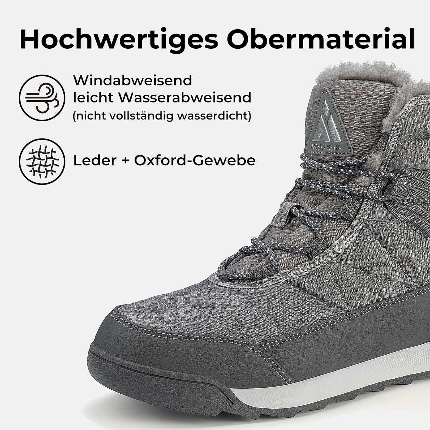 image:imageMishansha Femme Bottes Hiver Bottines Fourre Chaude Bottes de Neige Antidrapante Chaussure Neige BootsGris