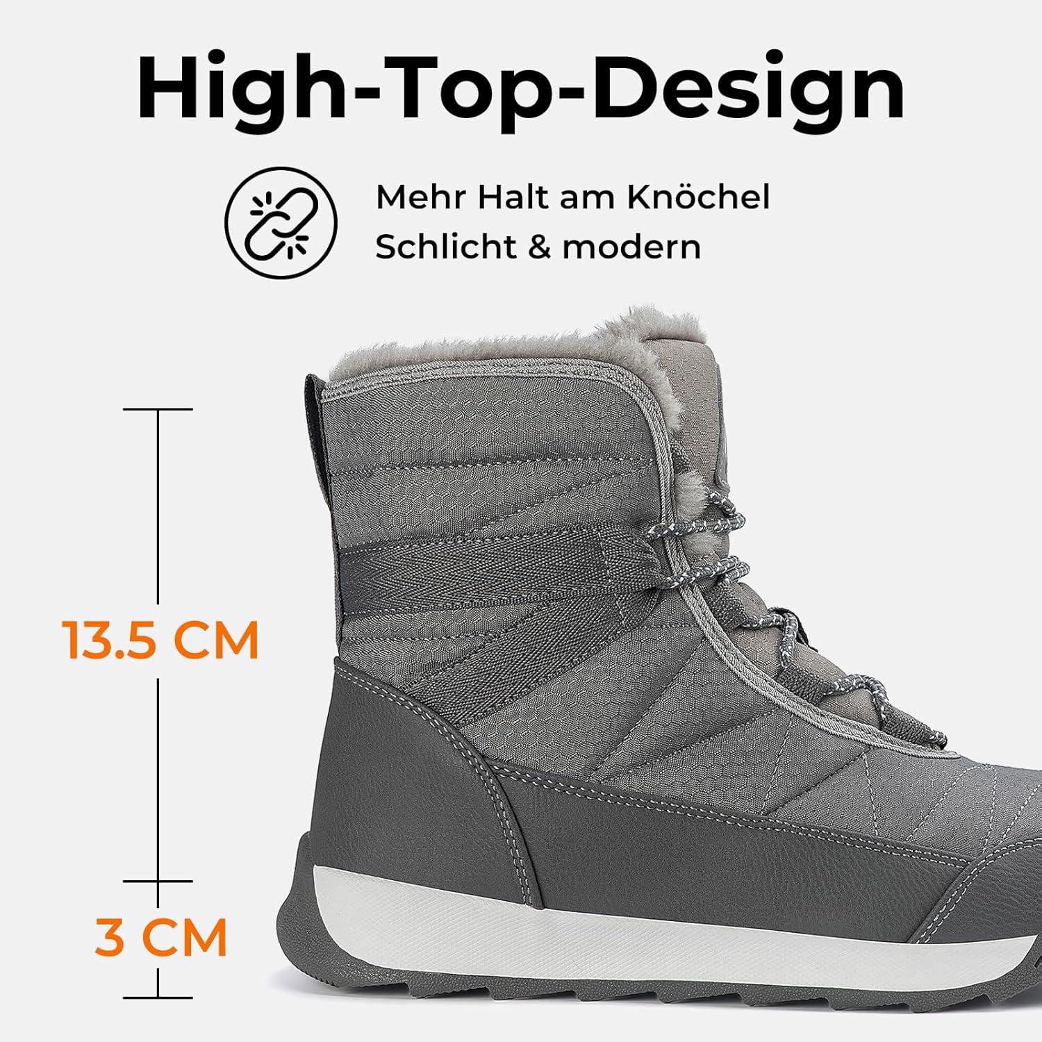 image:imageMishansha Femme Bottes Hiver Bottines Fourre Chaude Bottes de Neige Antidrapante Chaussure Neige BootsGris