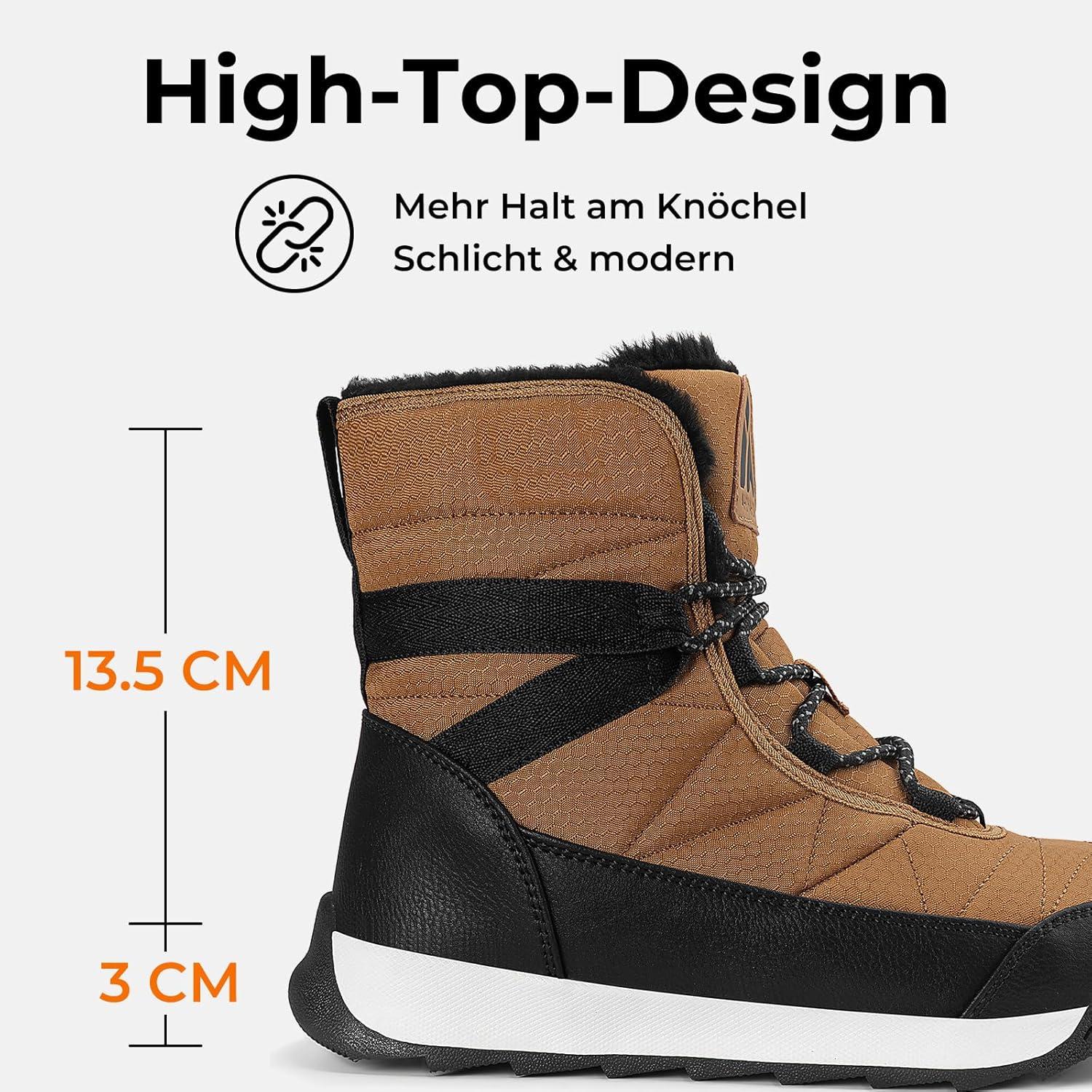 image:imageMishansha Femme Bottes Hiver Bottines Fourre Chaude Bottes de Neige Antidrapante Chaussure Neige BootsMarron