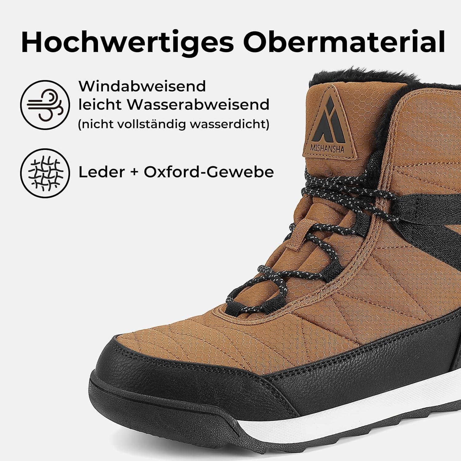 image:imageMishansha Femme Bottes Hiver Bottines Fourre Chaude Bottes de Neige Antidrapante Chaussure Neige BootsMarron