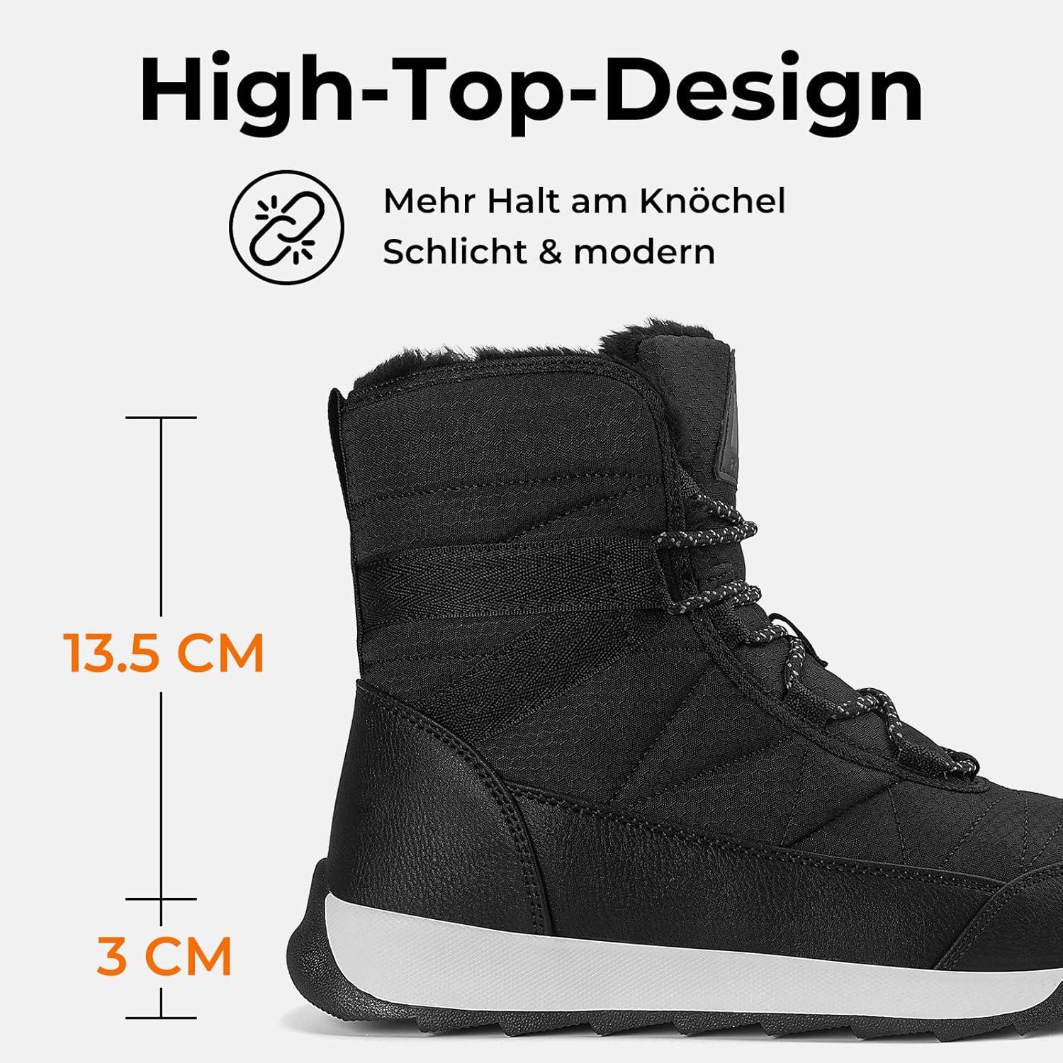 image:imageMishansha Femme Bottes Hiver Bottines Fourre Chaude Bottes de Neige Antidrapante Chaussure Neige BootsNoir