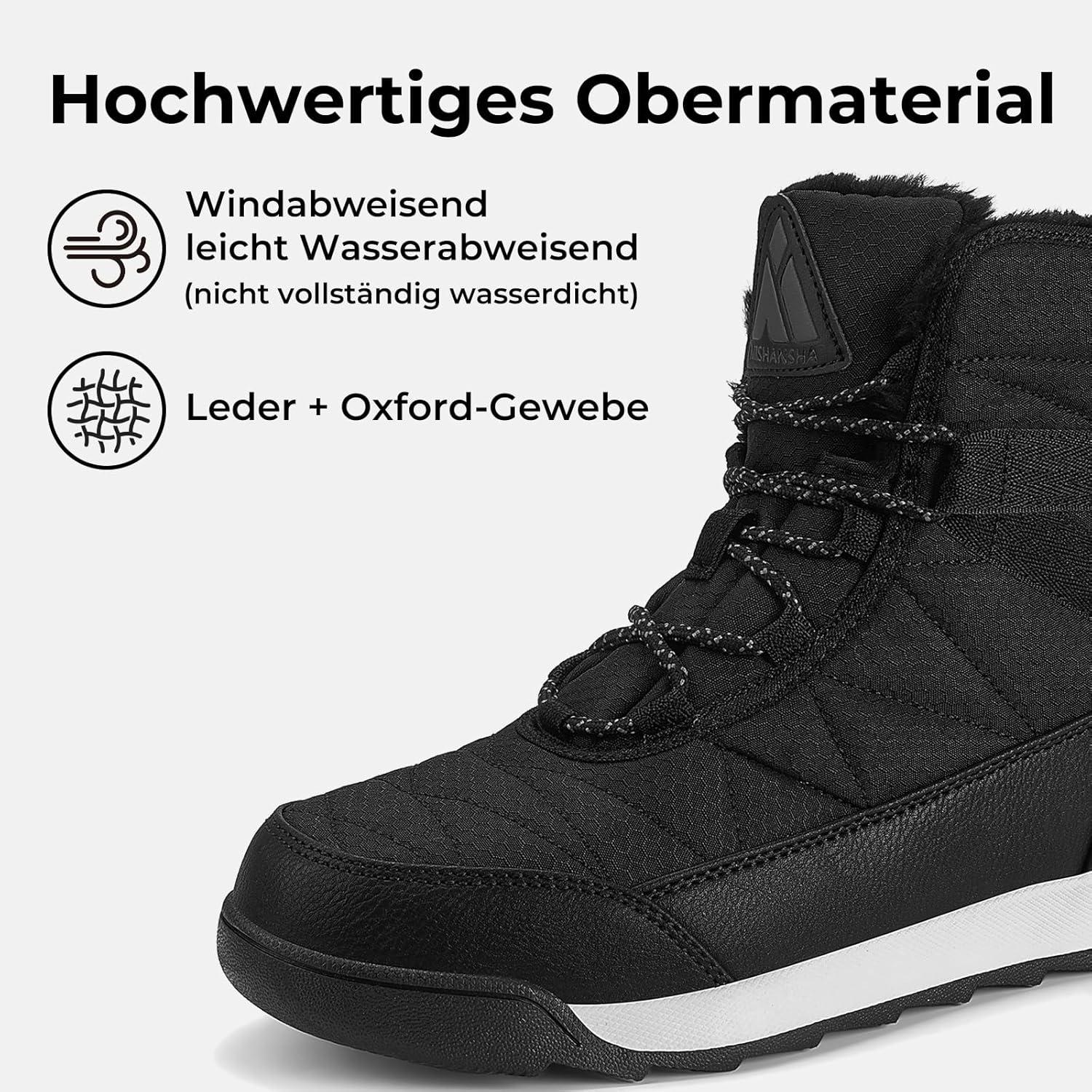 image:imageMishansha Femme Bottes Hiver Bottines Fourre Chaude Bottes de Neige Antidrapante Chaussure Neige BootsNoir