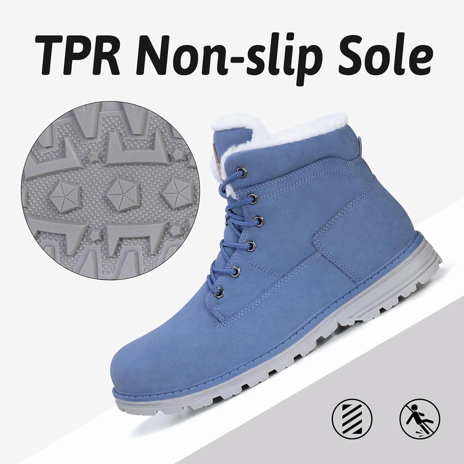 image:imageMishansha Homme Femme Bottes Hiver Randonne Chaussures Bottes de Neige Chaudes Fourrure Bottine GR3648Bleu Ciel
