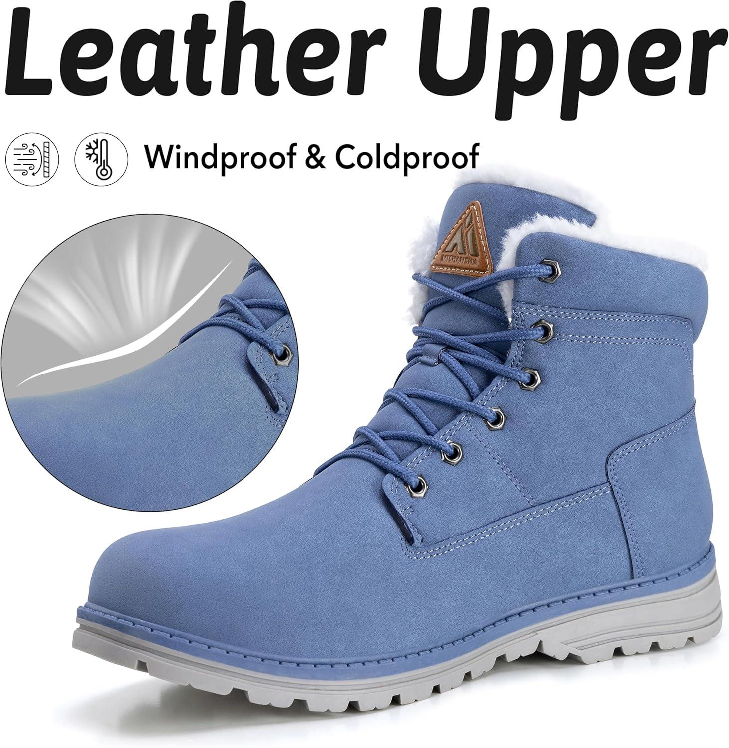 image:imageMishansha Homme Femme Bottes Hiver Randonne Chaussures Bottes de Neige Chaudes Fourrure Bottine GR3648Bleu Ciel