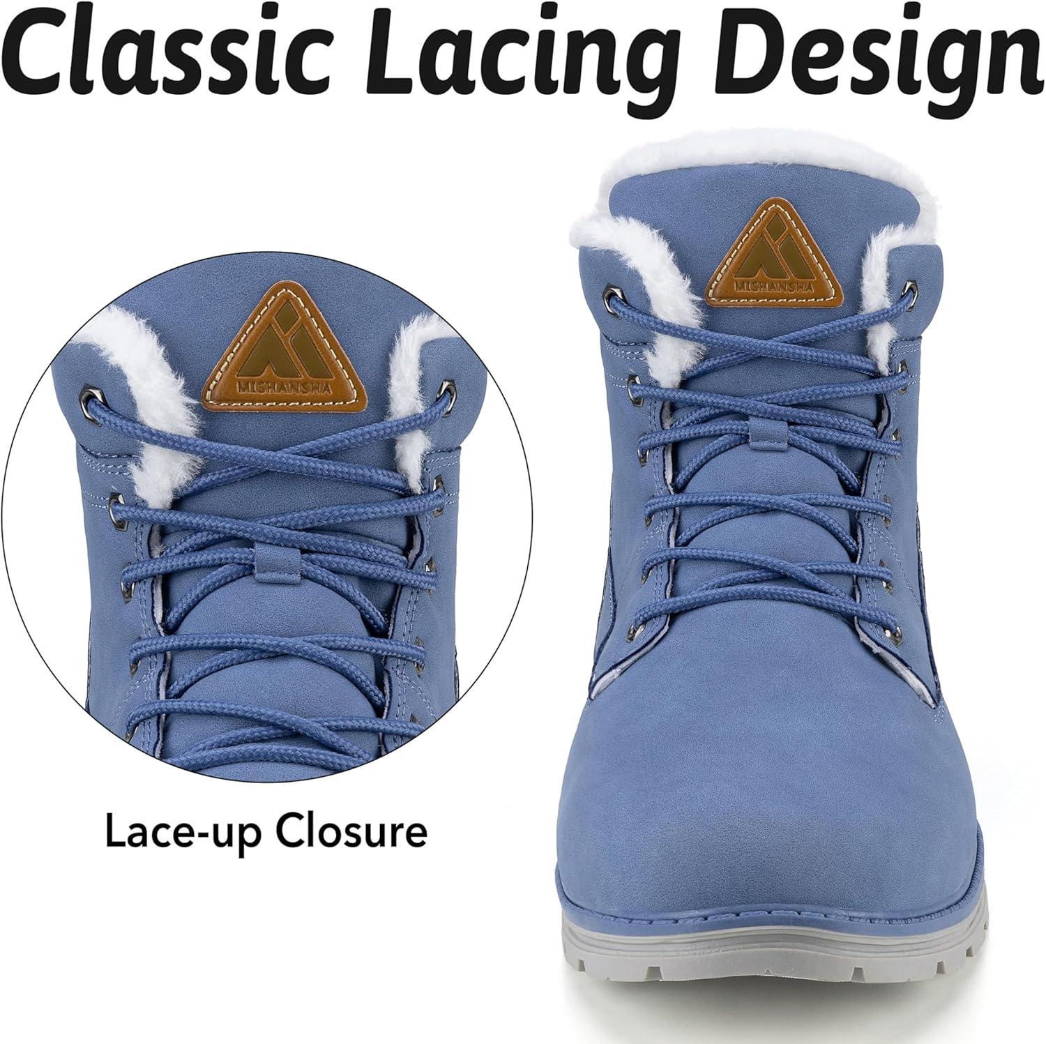 image:imageMishansha Homme Femme Bottes Hiver Randonne Chaussures Bottes de Neige Chaudes Fourrure Bottine GR3648Bleu Ciel