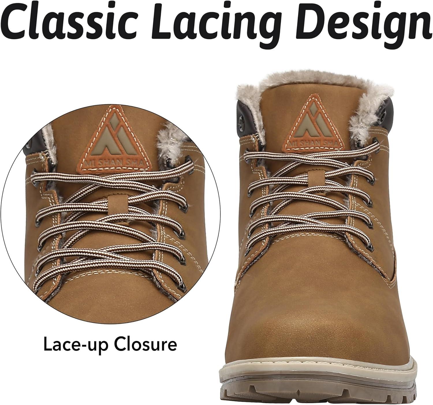 image:imageMishansha Homme Femme Bottes Hiver Randonne Chaussures Bottes de Neige Chaudes Fourrure Bottine GR3648Jaune Fonc
