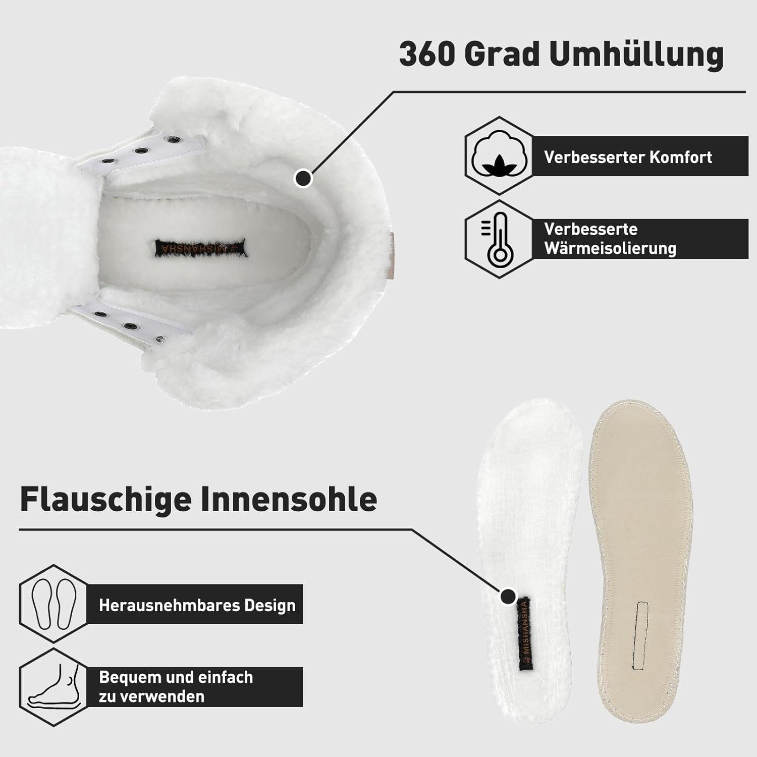 image:imageMishansha Homme Femme Bottes Hiver Randonne Chaussures Bottes de Neige Chaudes Fourrure Bottine GR3648Kaki