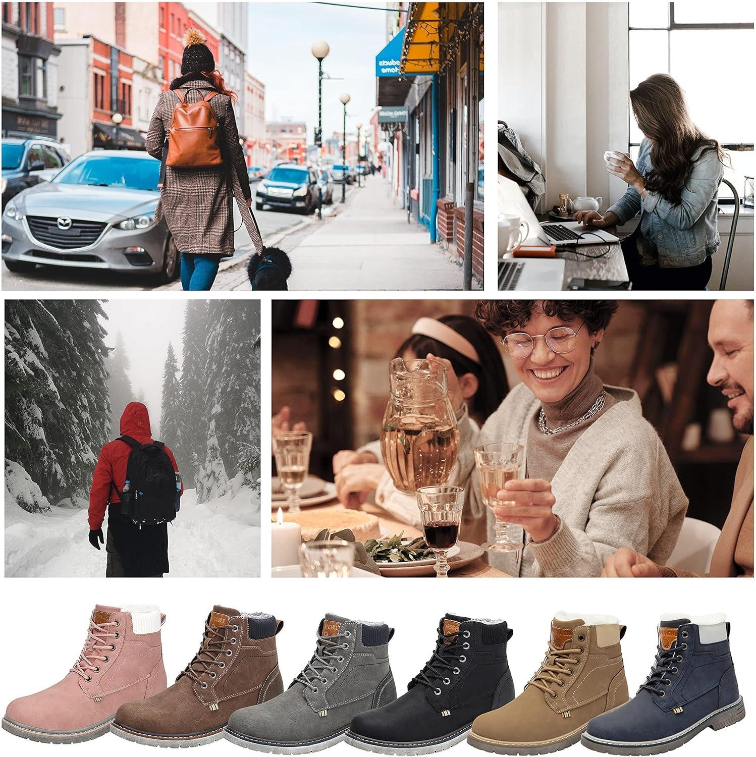 image:imageMishansha Homme Femme Bottes Hiver Randonne Chaussures Bottes de Neige Chaudes Fourrure Bottine GR3648Kaki
