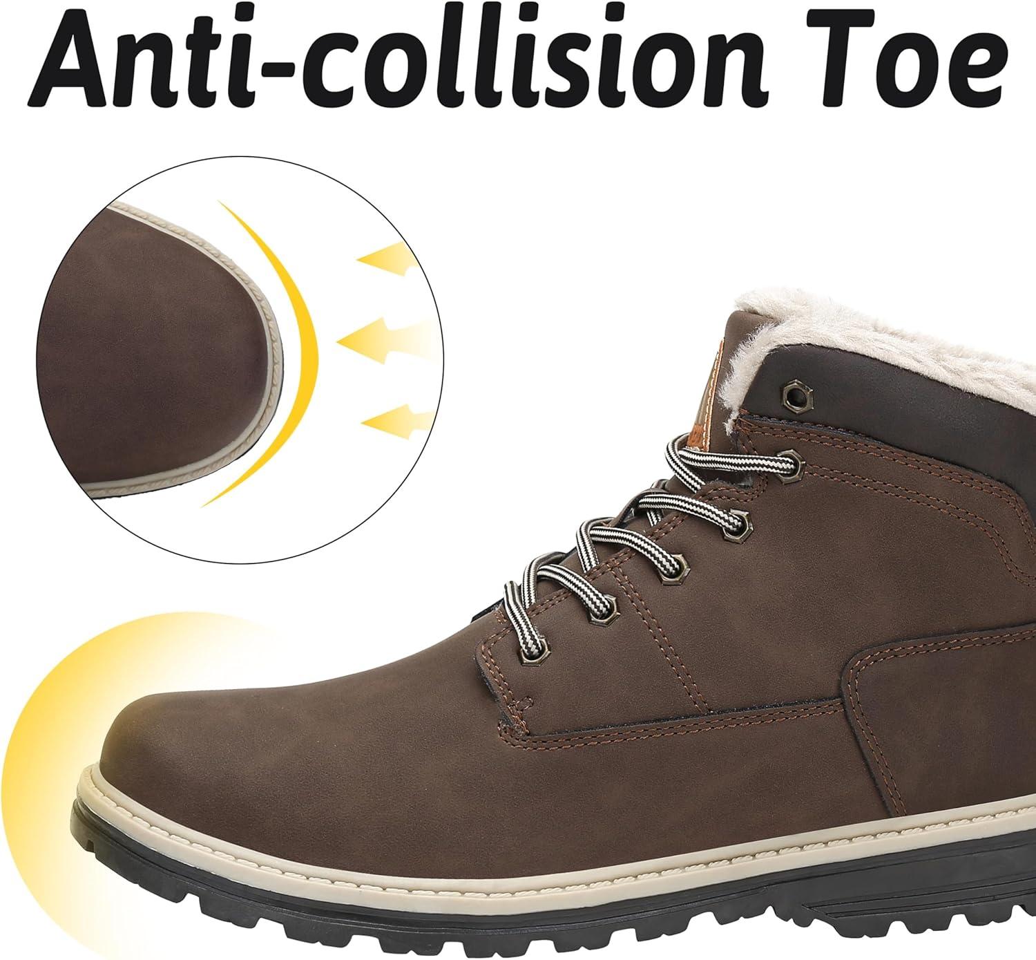 image:imageMishansha Homme Femme Bottes Hiver Randonne Chaussures Bottes de Neige Chaudes Fourrure Bottine GR3648Marron Fonc