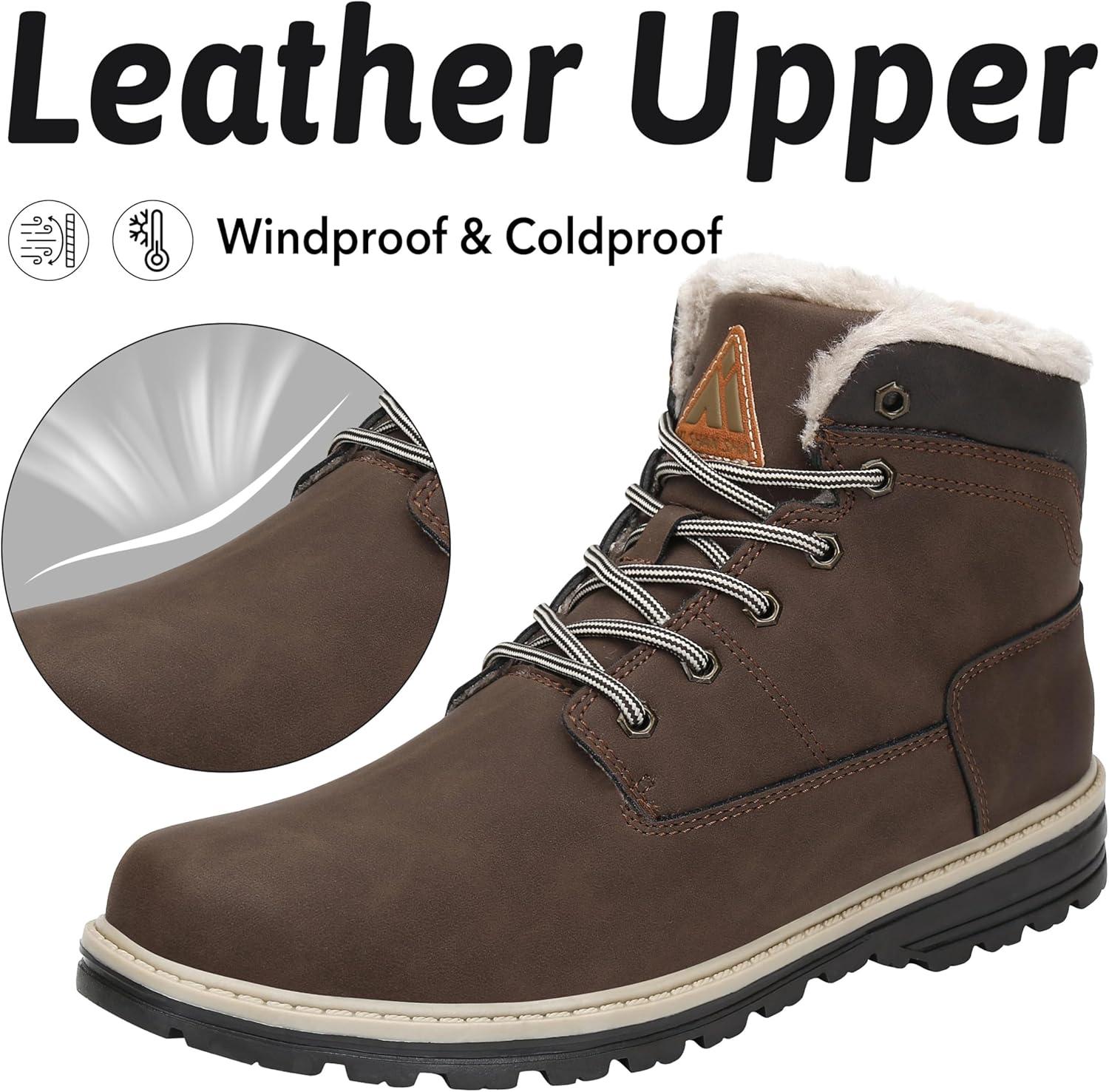 image:imageMishansha Homme Femme Bottes Hiver Randonne Chaussures Bottes de Neige Chaudes Fourrure Bottine GR3648Marron Fonc