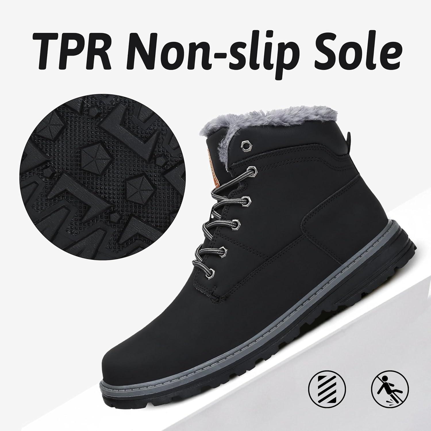 image:imageMishansha Homme Femme Bottes Hiver Randonne Chaussures Bottes de Neige Chaudes Fourrure Bottine GR3648Noir Fonc