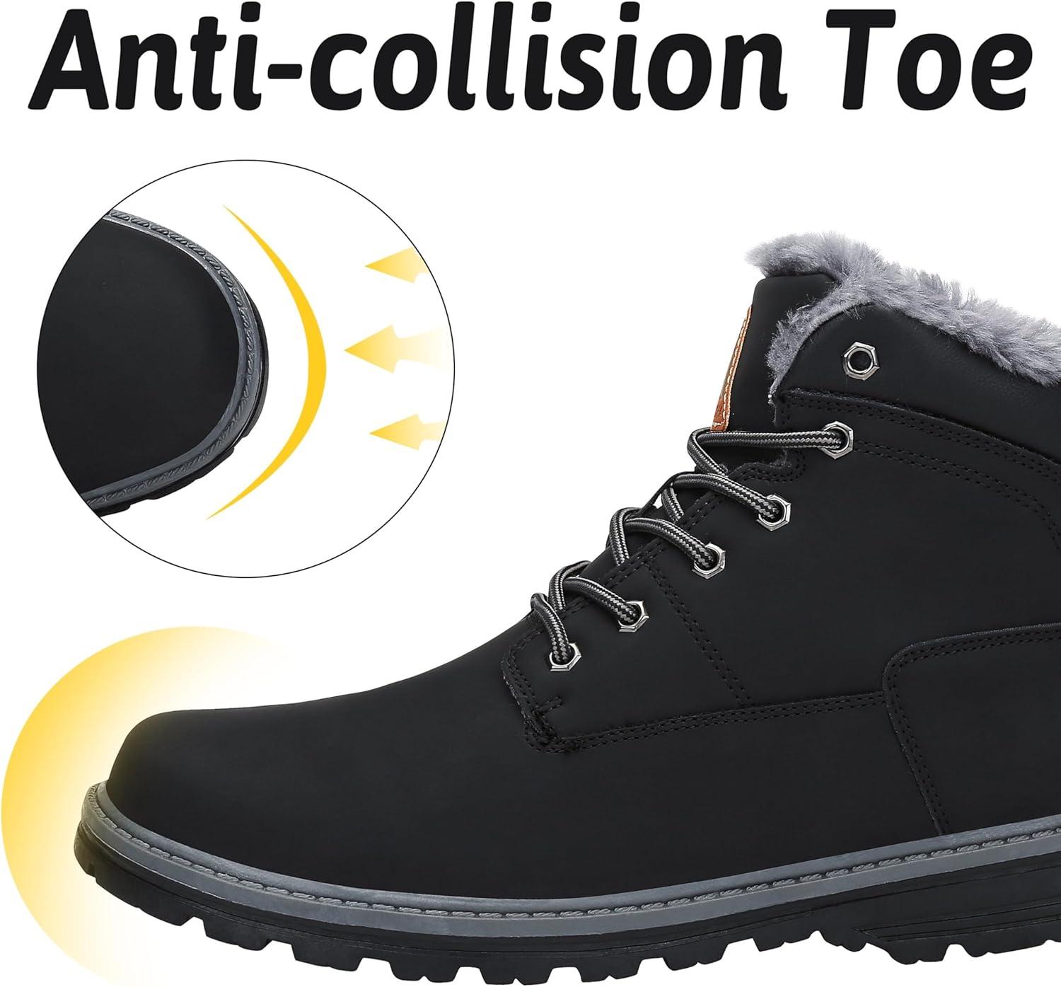 image:imageMishansha Homme Femme Bottes Hiver Randonne Chaussures Bottes de Neige Chaudes Fourrure Bottine GR3648Noir Fonc