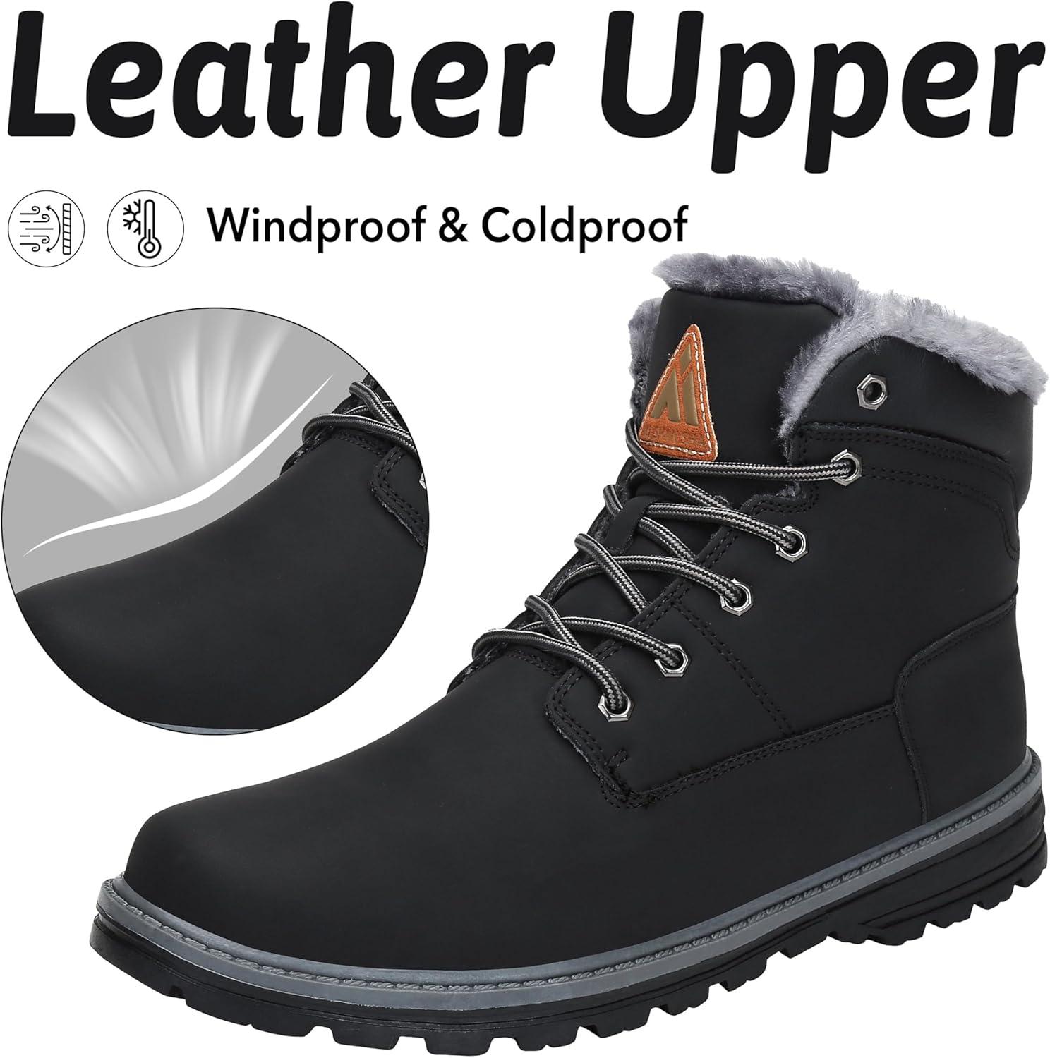 image:imageMishansha Homme Femme Bottes Hiver Randonne Chaussures Bottes de Neige Chaudes Fourrure Bottine GR3648Noir Fonc