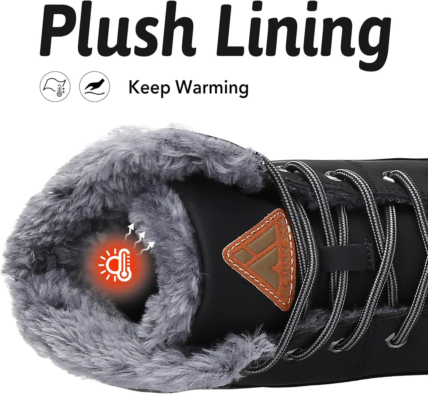 image:imageMishansha Homme Femme Bottes Hiver Randonne Chaussures Bottes de Neige Chaudes Fourrure Bottine GR3648Noir Fonc