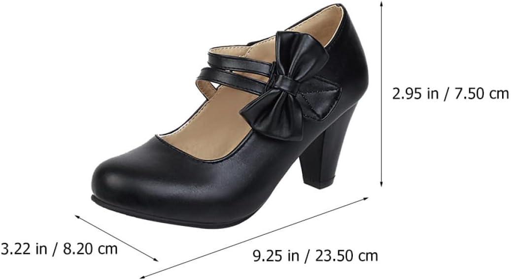image:imageTEHAUX Escarpins Femme Talon Compens pais Bouts Lgrement Brids Couleur Noire Taille 37 Chaussures Nud Dcoratif lgantes pour Soire et Marche Confortable
