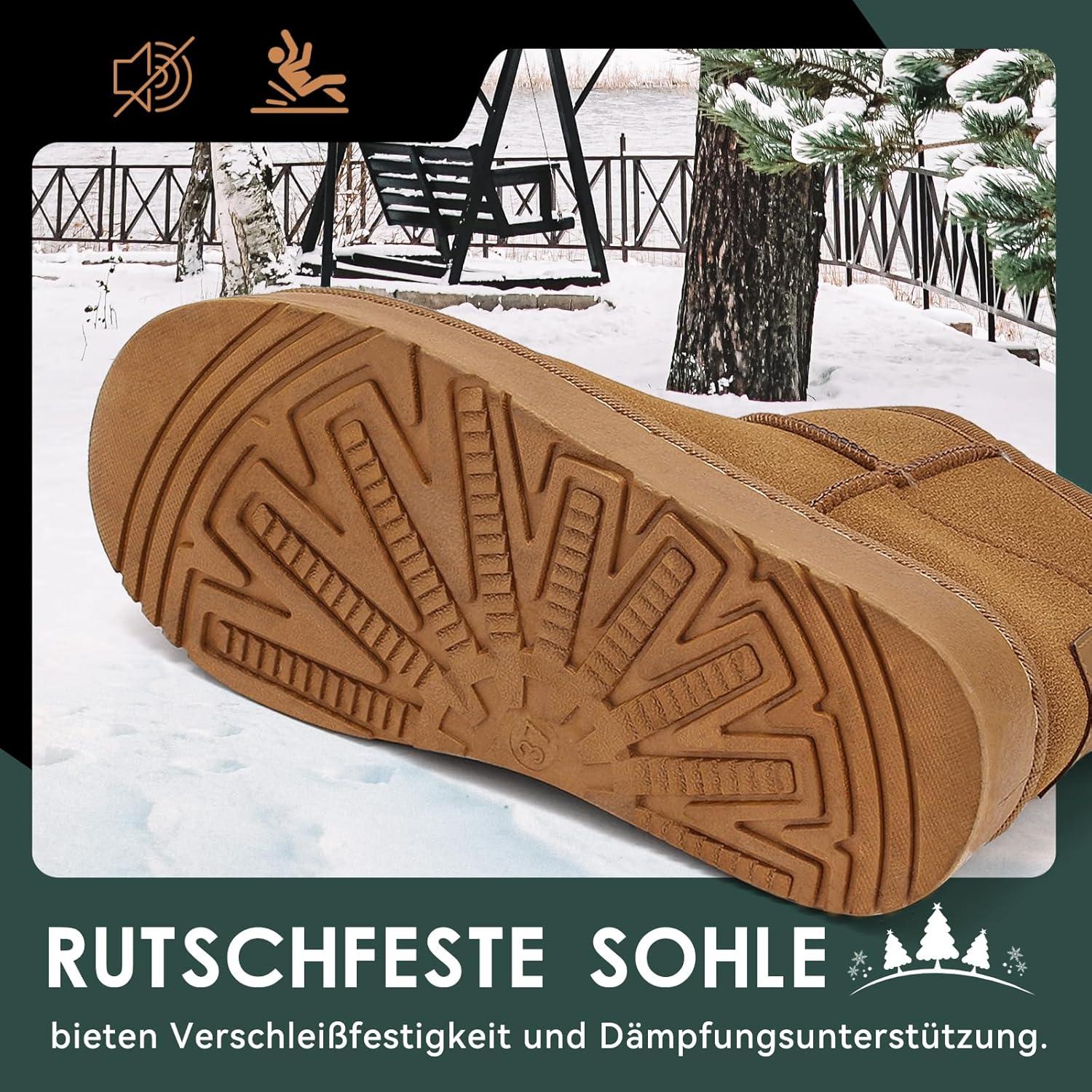image:imageYUHITYGZGS Bottines femme hiver Chaude Confortables Antidrapant Fourres Impermables Bottes De Neige Australien Classiques Bottines Fourres Chaussons Chaussettes Boots pour LextrieurBrun Clair
