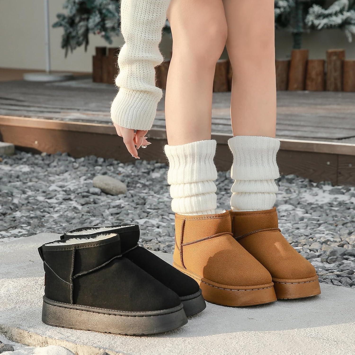 image:imageYUHITYGZGS Bottines femme hiver Chaude Confortables Antidrapant Fourres Impermables Bottes De Neige Australien Classiques Bottines Fourres Chaussons Chaussettes Boots pour LextrieurBrun Clair