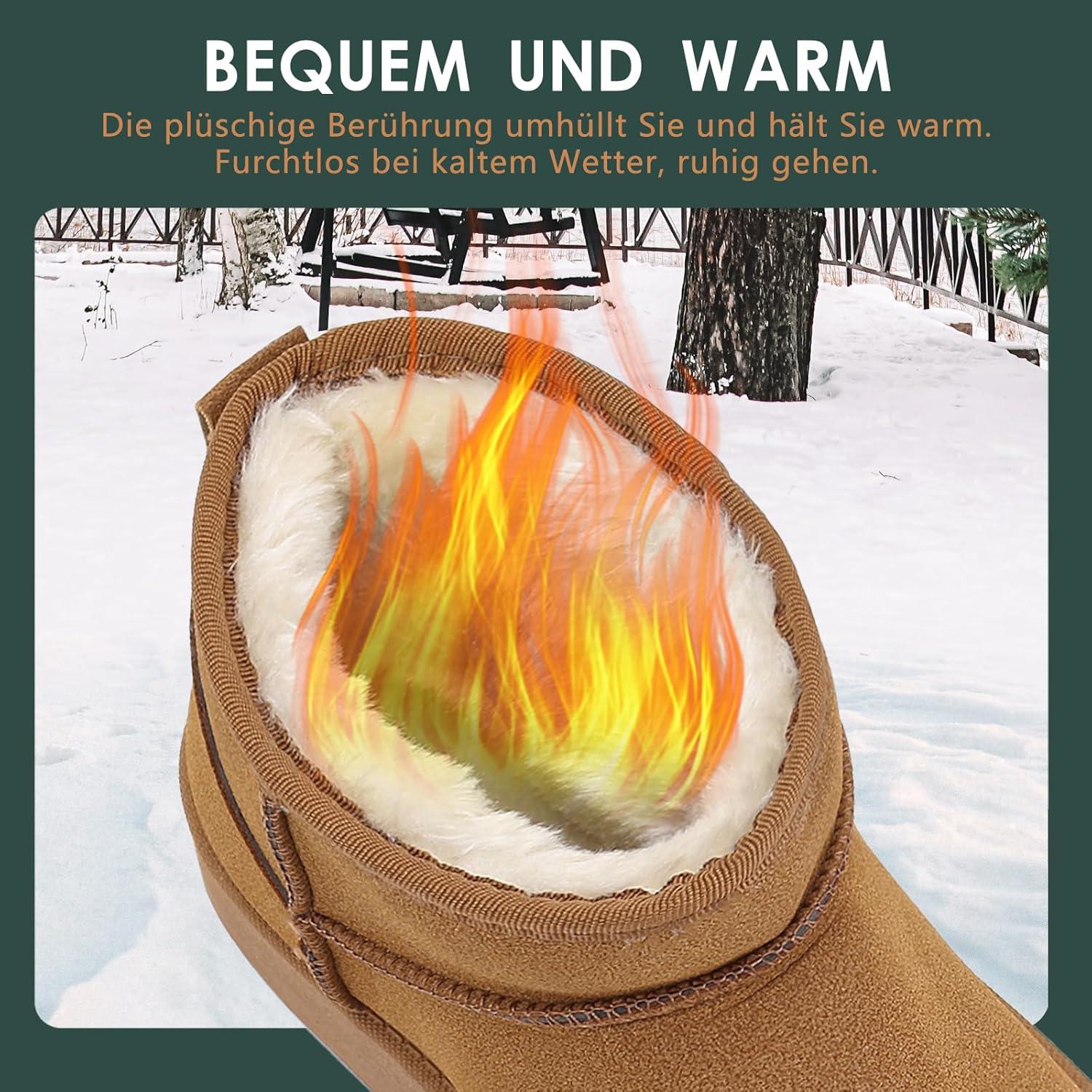 image:imageYUHITYGZGS Bottines femme hiver Chaude Confortables Antidrapant Fourres Impermables Bottes De Neige Australien Classiques Bottines Fourres Chaussons Chaussettes Boots pour LextrieurBrun Clair