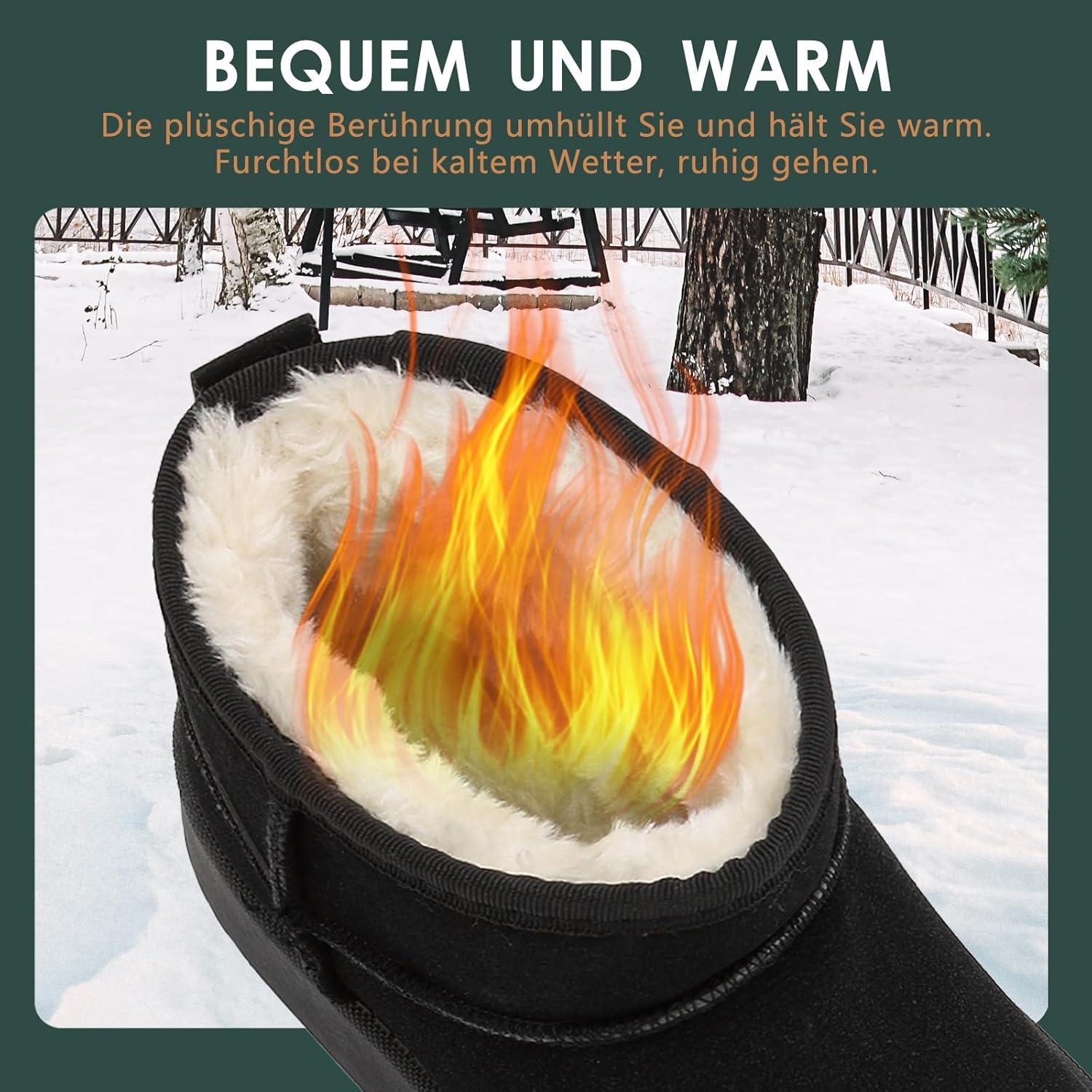 image:imageYUHITYGZGS Bottines femme hiver Chaude Confortables Antidrapant Fourres Impermables Bottes De Neige Australien Classiques Bottines Fourres Chaussons Chaussettes Boots pour LextrieurNoir