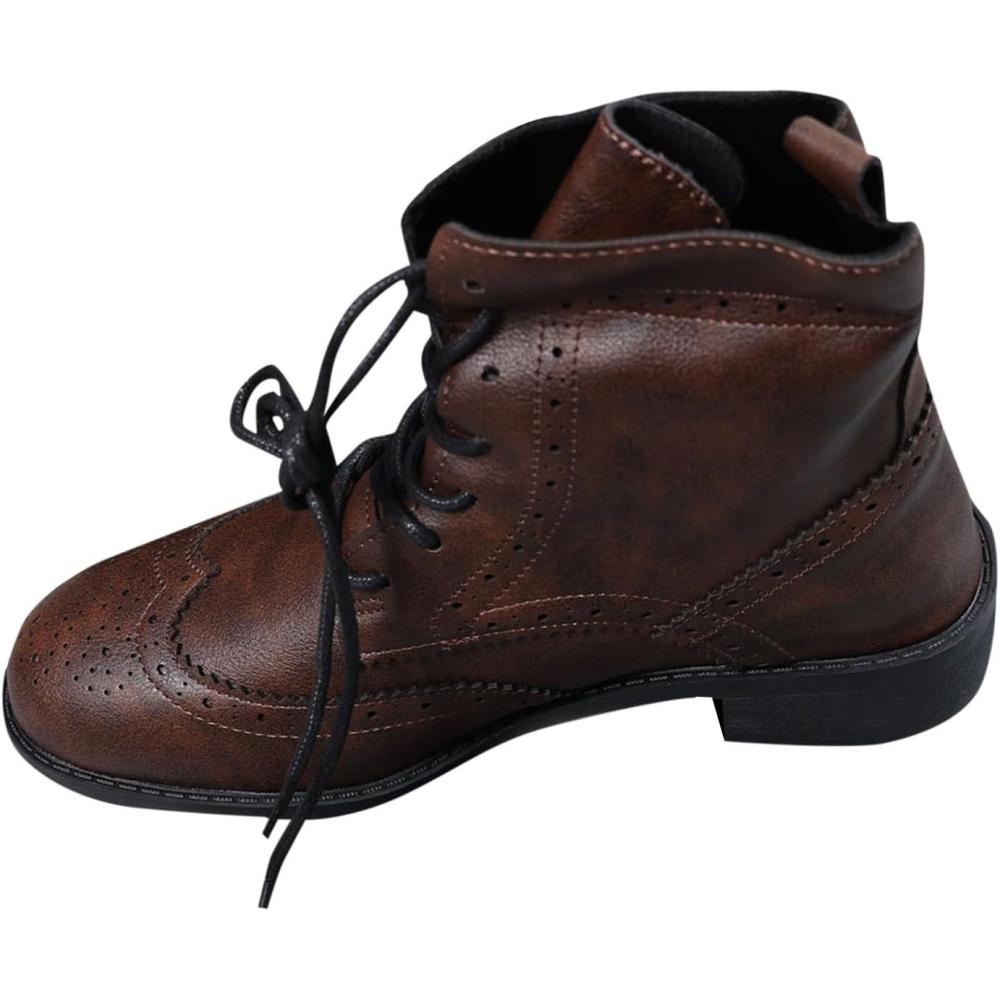 image:imageBottes Femme de la Mode Botte Confortables Bottines avec Fermeture clair pour lAutomne et de lhiver Vintage Bottes et Bottines Chunky Talons Chaud Cheville Chaussons AntidRapante01 Caf