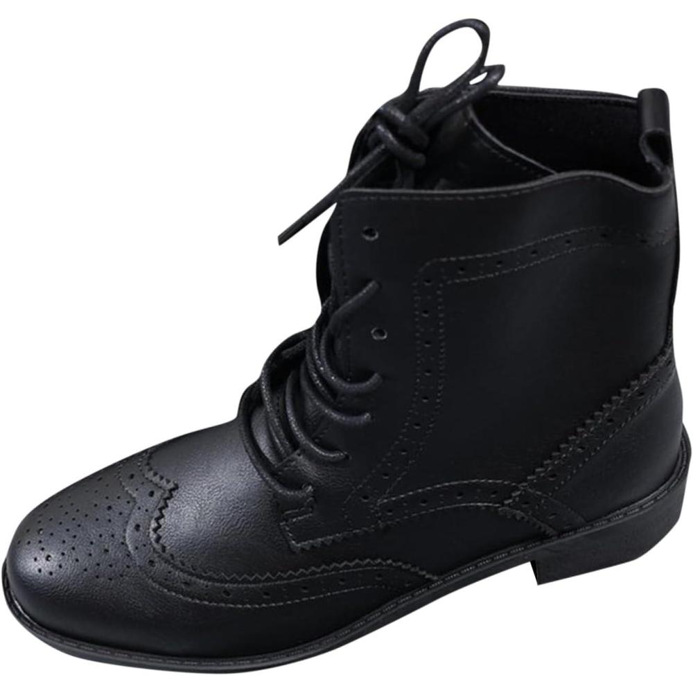 image:imageBottes Femme de la Mode Botte Confortables Bottines avec Fermeture clair pour lAutomne et de lhiver Vintage Bottes et Bottines Chunky Talons Chaud Cheville Chaussons AntidRapante01 le Noir