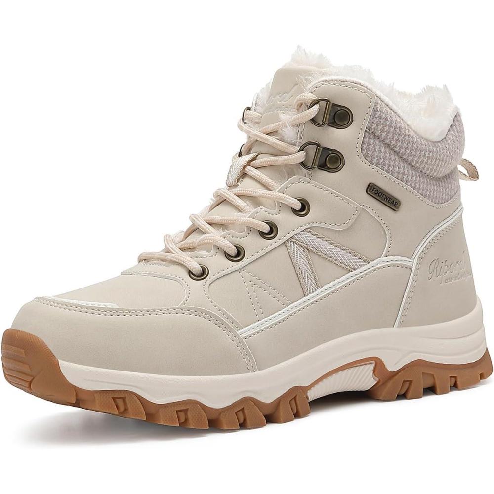 image:imageBottes de Neige Femme Hiver Bottines Fourres de Randonne Boots 3641Beige Clair
