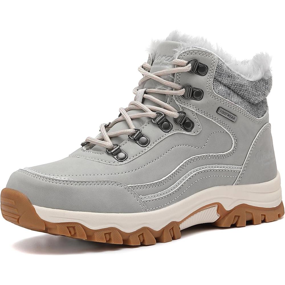 image:imageBottes de Neige Femme Hiver Bottines Fourres de Randonne Boots 3641Grise
