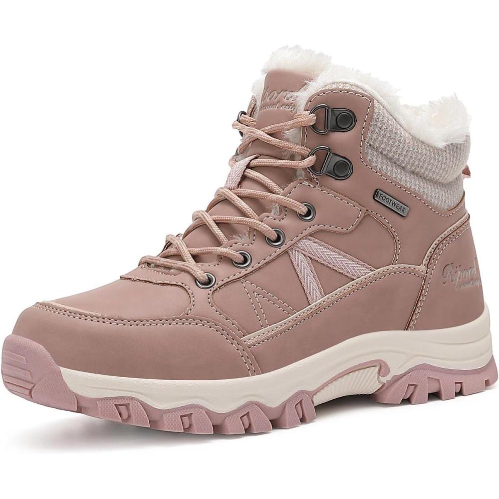 image:imageBottes de Neige Femme Hiver Bottines Fourres de Randonne Boots 3641Rose