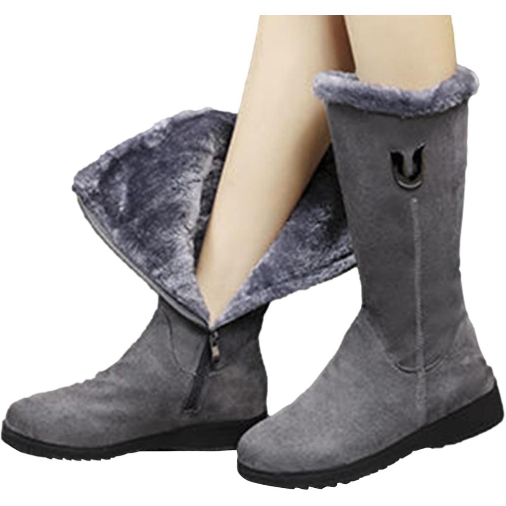 image:imageBottes de neige pour temps froid bottes de neige dhiver pour femme Bottes dhiver chaudes pour lextrieur Bottines tendance antidrapantes impermables pour femme et filleGris