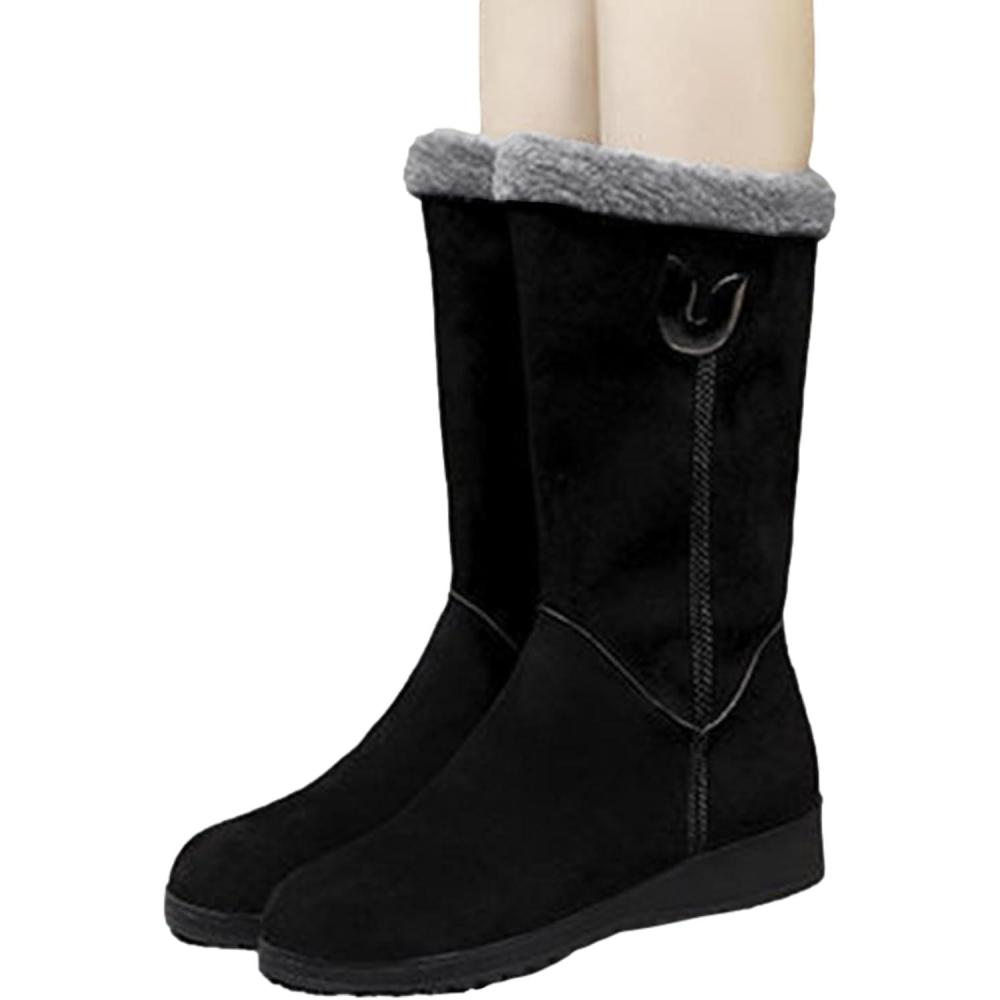 image:imageBottes de neige pour temps froid bottes de neige dhiver pour femme Bottes dhiver chaudes pour lextrieur Bottines tendance antidrapantes impermables pour femme et filleNoir