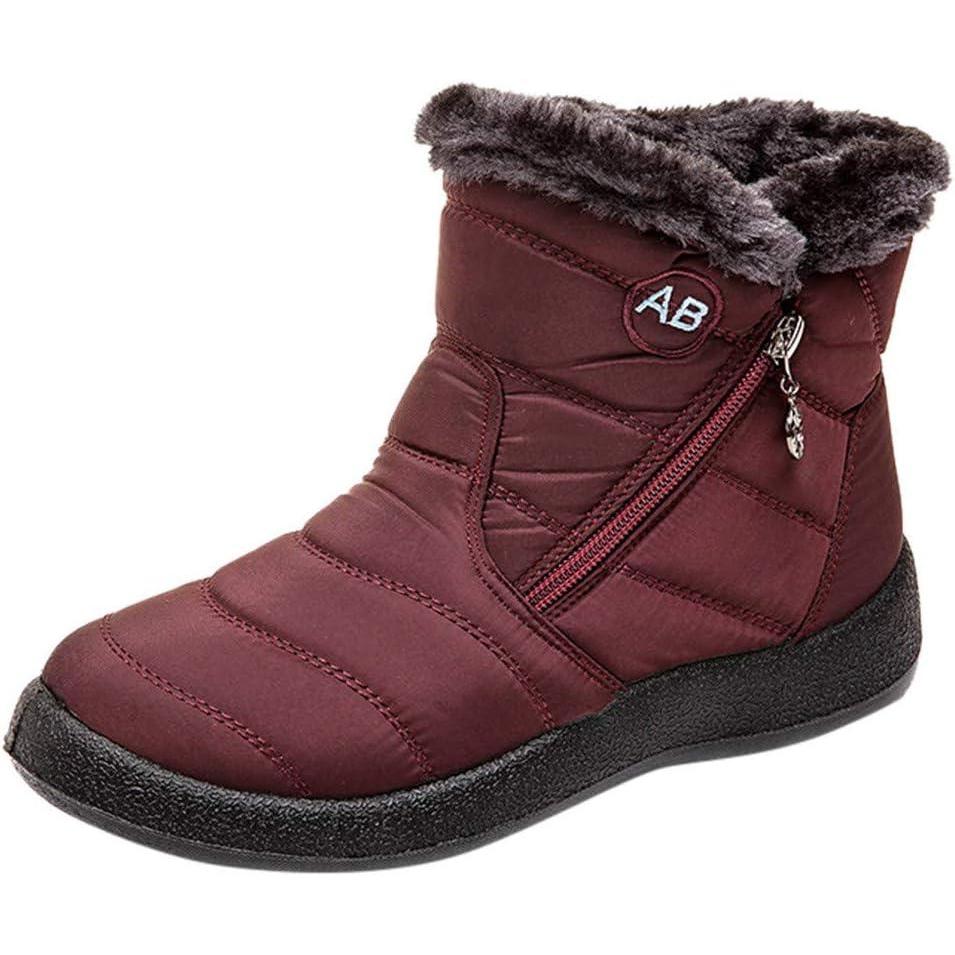 image:imageBottes dhiver pour femme Impermables Doubles Bottes de neige Chaudes et confortables Pour lextrieur Antidrapantes Rsistantes lusureBordeaux