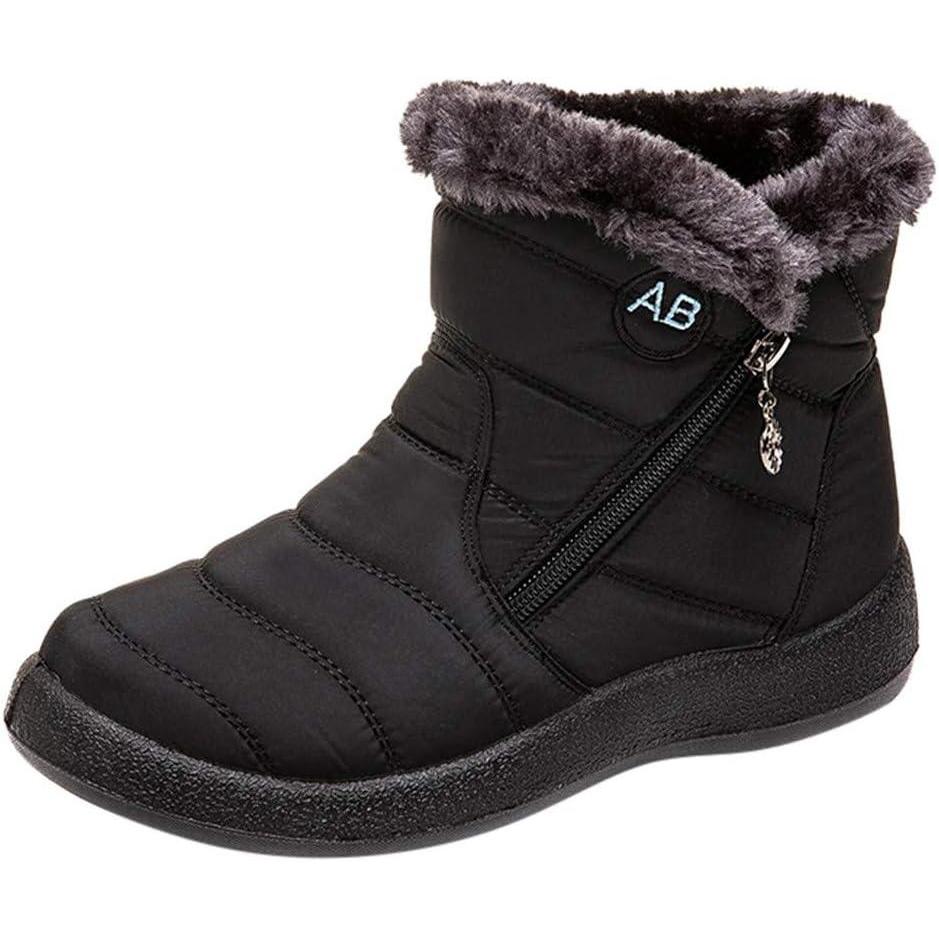 image:imageBottes dhiver pour femme Impermables Doubles Bottes de neige Chaudes et confortables Pour lextrieur Antidrapantes Rsistantes lusureNoir