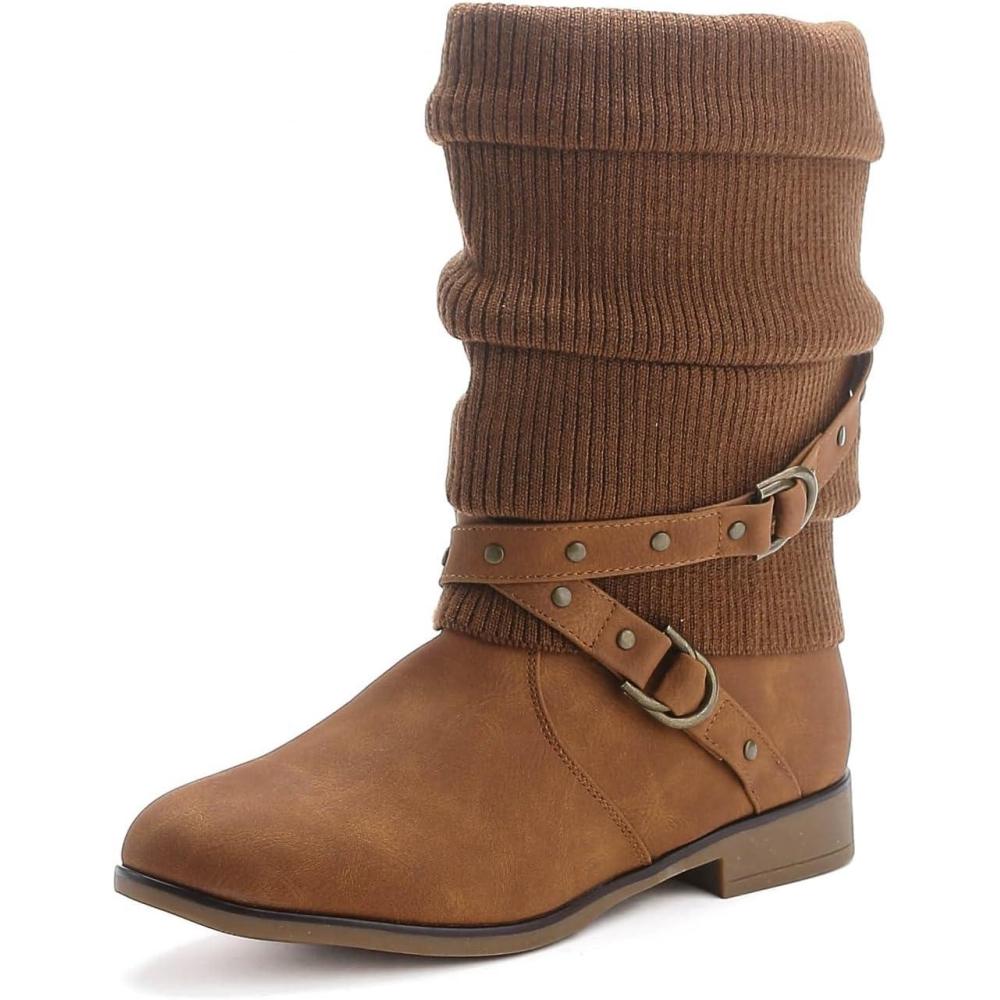 image:imageBottines plates doubles en tricot pour femmeCamel