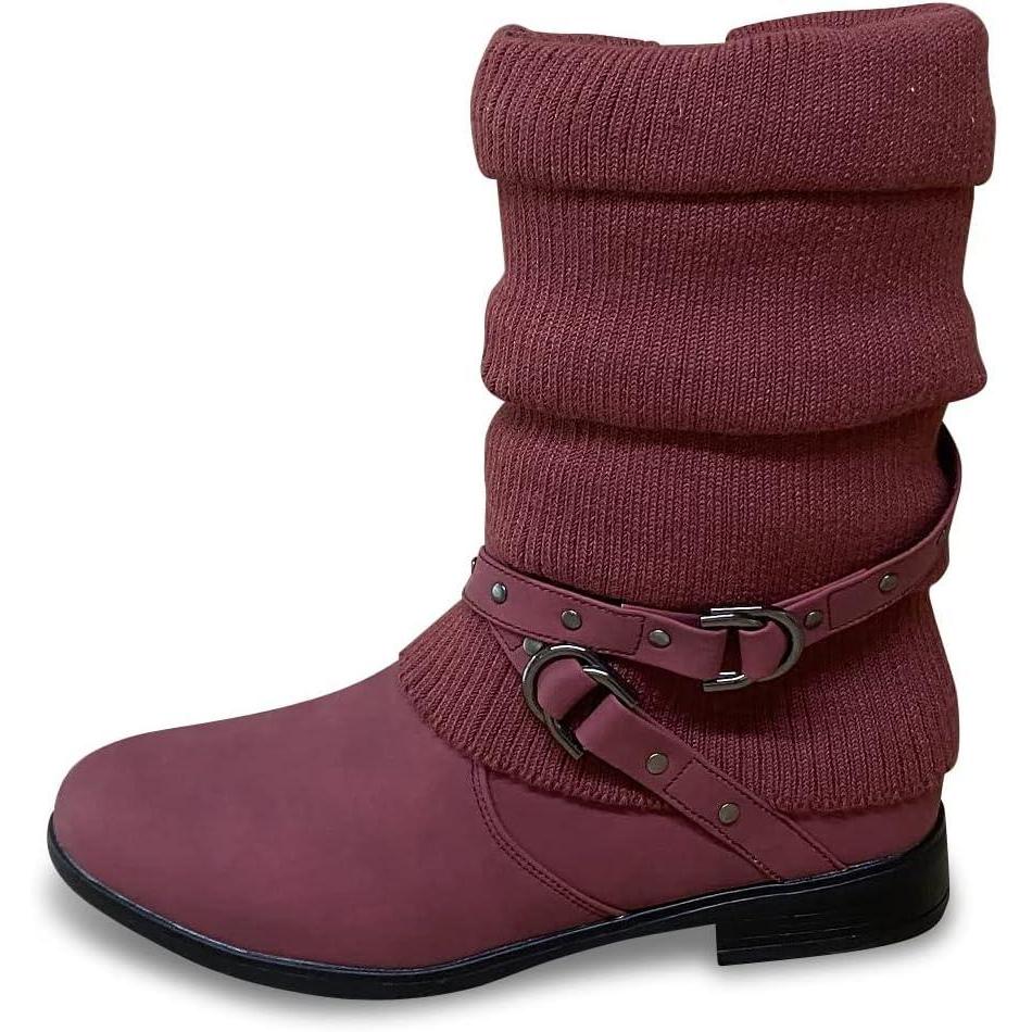 image:imageBottines plates doubles en tricot pour femmeRouge