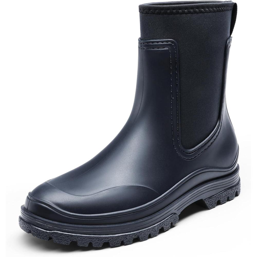 image:imageDREAM PAIRS Bottes de Pluie pour Femmes Impermable Bottines Polyvalentes et Pratiques SDRB2406WEMarine Pvc