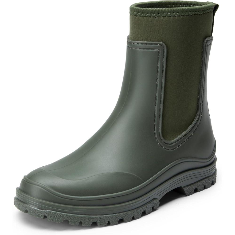 image:imageDREAM PAIRS Bottes de Pluie pour Femmes Impermable Bottines Polyvalentes et Pratiques SDRB2406WEVert Fonc