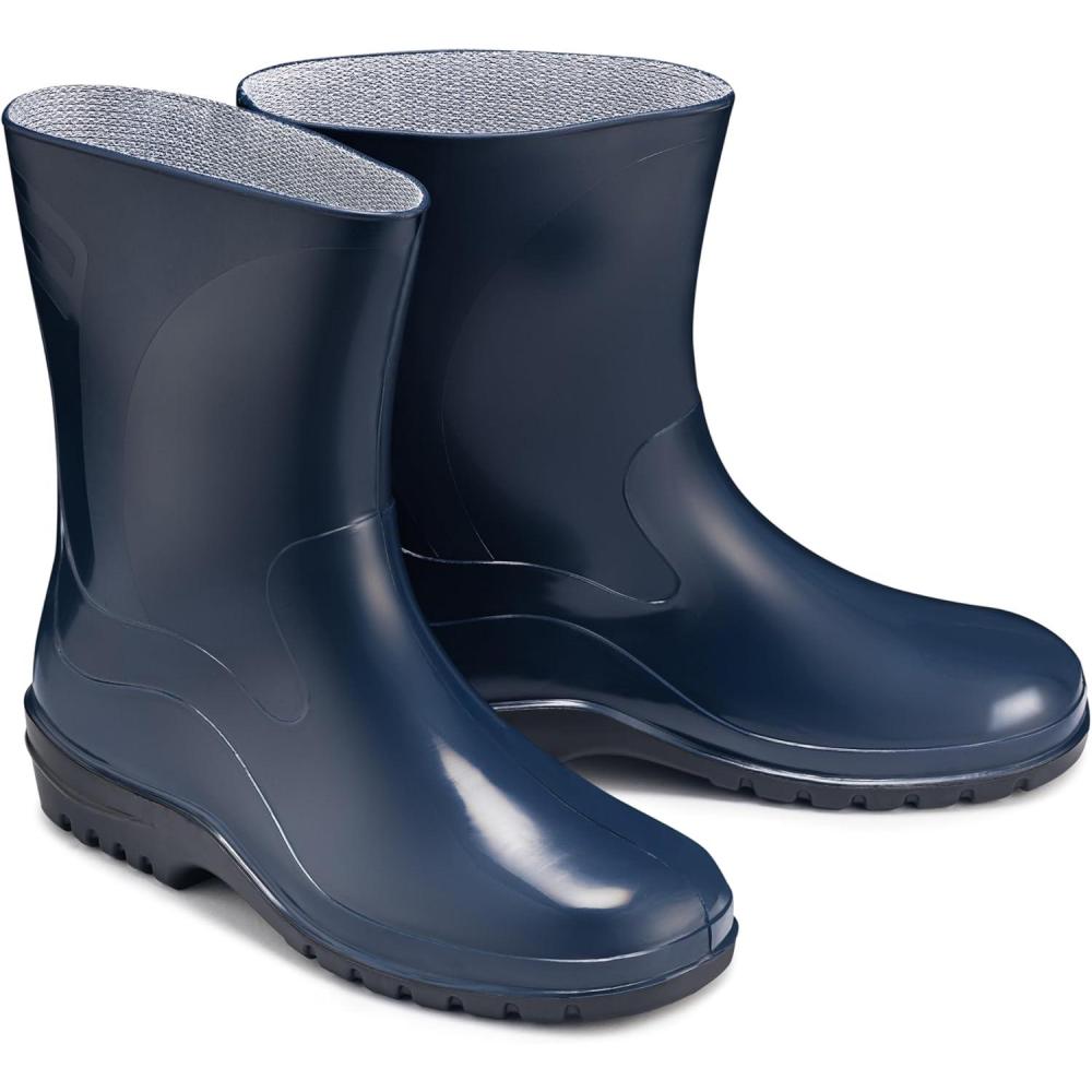 image:imageESTRO Bottes en Caoutchouc Femme Botte de Pluie Femme Bottine Pluie Chaussures Pluie Bottes Femmes K007Bleu Fonc