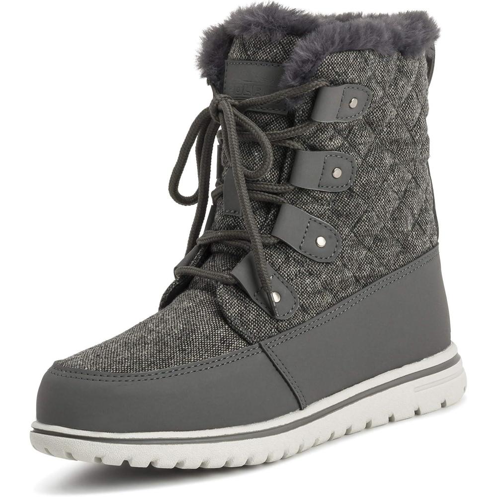image:imageFemmes Doublure Polaire Neige Hiver Impermable Randonne Durable BottinesGris Textile Quilted