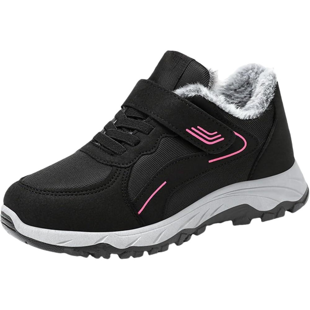 image:imageGenerisch Bottes de randonne lgres pour femme Chaussures dhiver impermables avec doublure chaude Semelles antidrapantes Bottines dcontractes lacets confortables ChaussuresRose