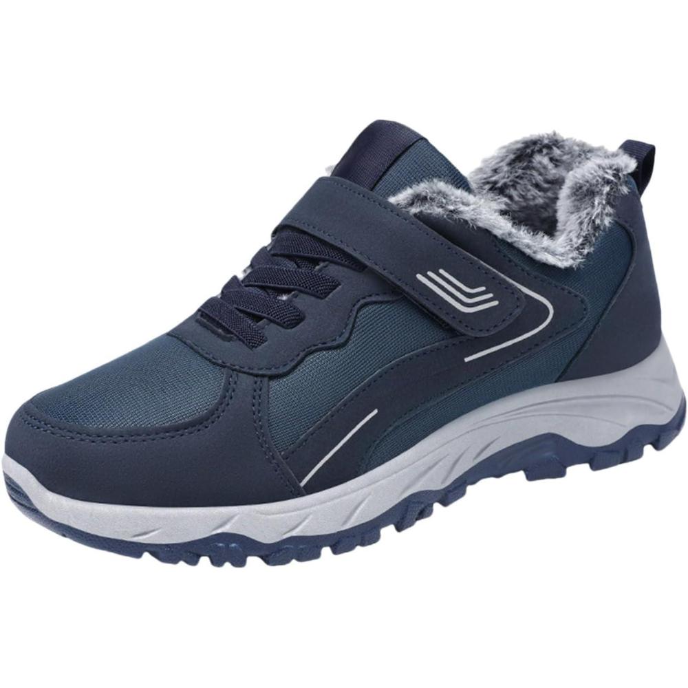 image:imageGenerisch Bottes de randonne lgres pour femme Chaussures dhiver impermables avec doublure chaude Semelles antidrapantes Bottines dcontractes lacets confortables ChaussuresBleu